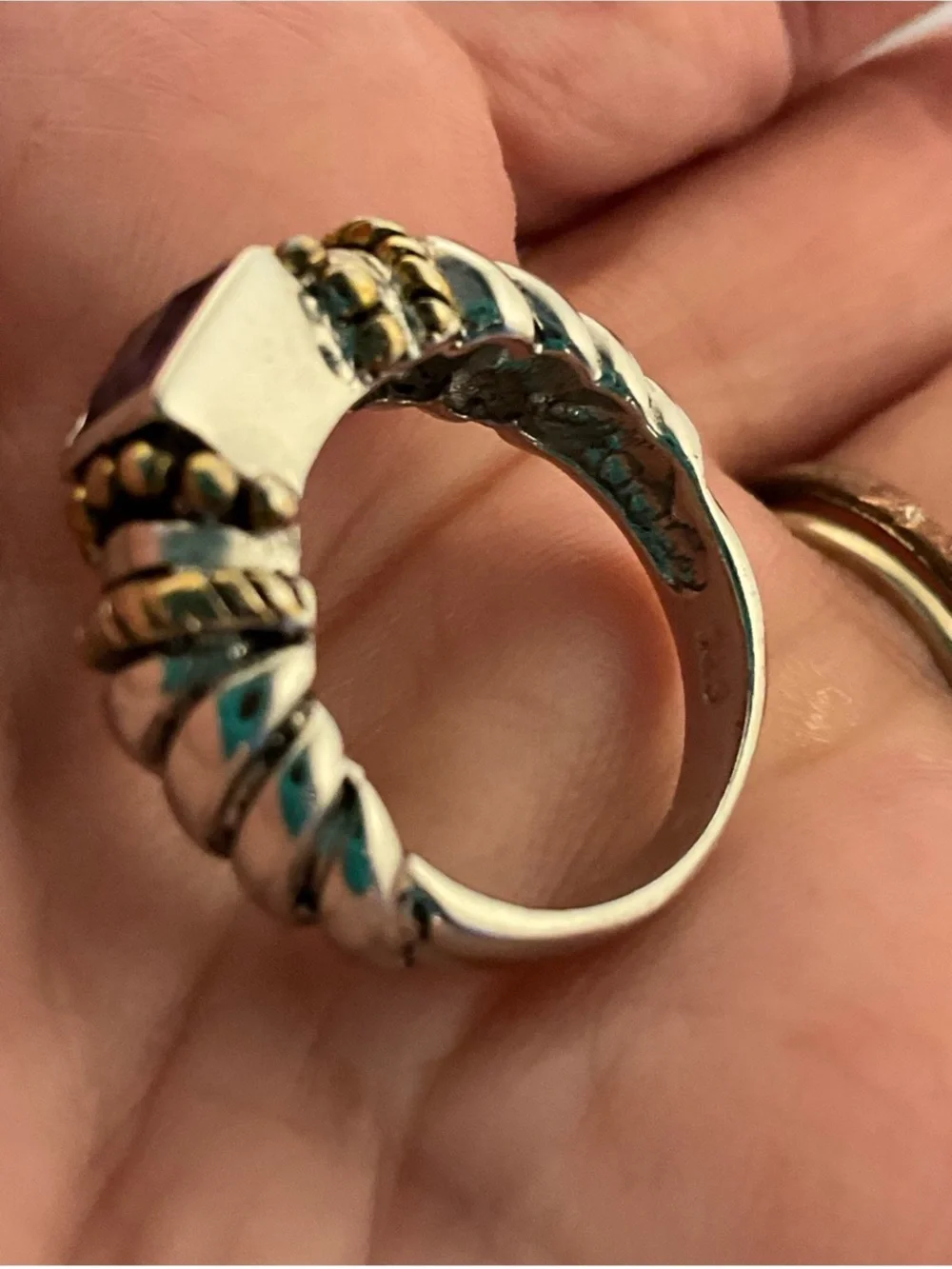 David Yerman, Sterling silver cable gemstone ring size 5.5